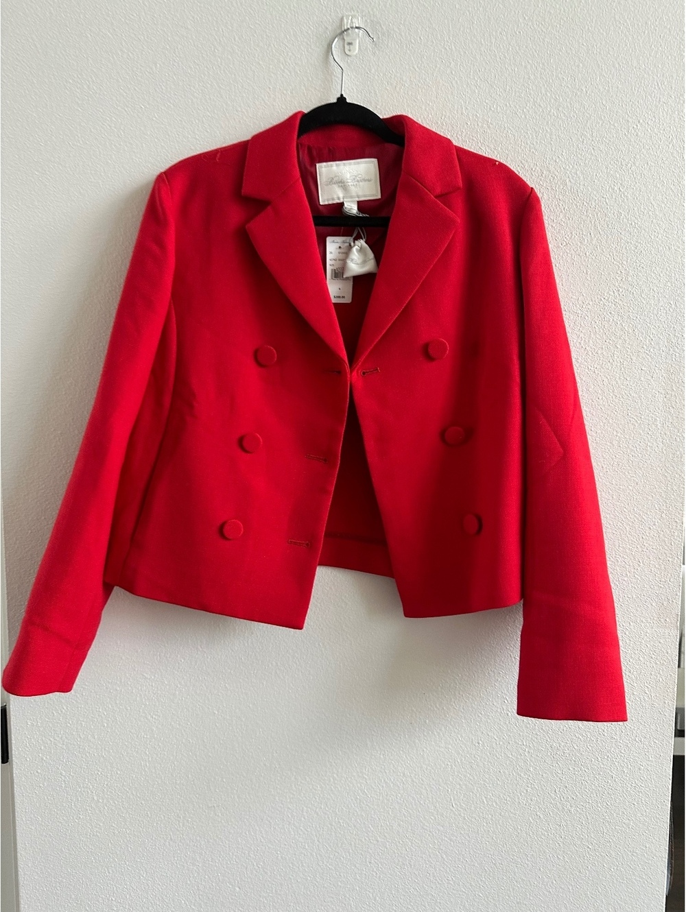 Brooks Brothers Wool Blend Cropped Double-Breasted Jacket